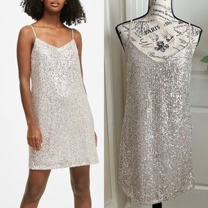 Banana Republic Sequin Slip Dress Champagne Sz 0